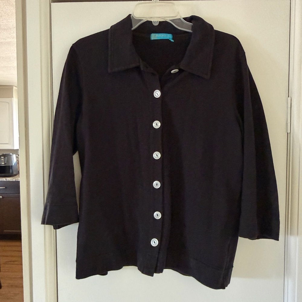 Fresh Produce Collared Button Cardigan Black Size Medium (8-10)